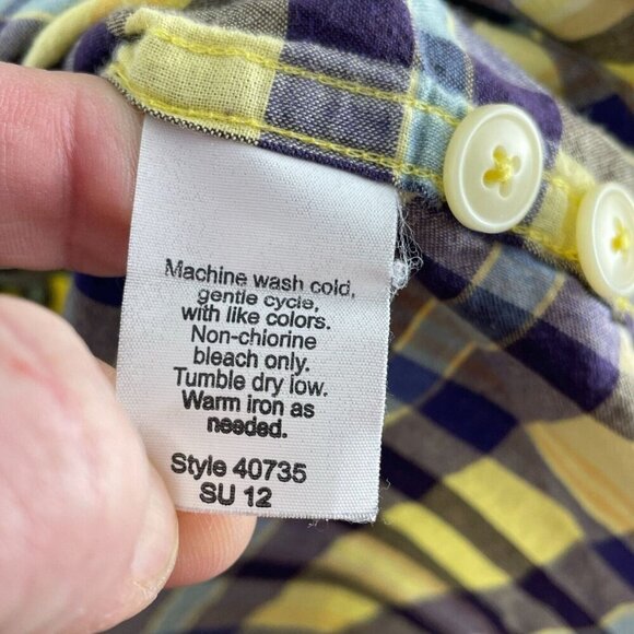 J.Crew Mens Madras Plaid Button-Down Shirt Size L Yellow & Blue 5252 - Picture 4 of 8